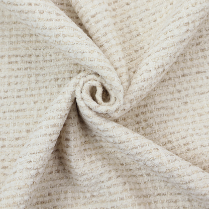 The material features a dense, neutral weave with a light cream base, subtly interlaced with horizontal flecks of soft beige and oatmeal-coloured threads throughout.
