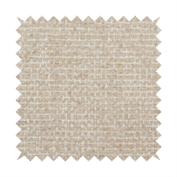 The material features a dense, multi-toned neutral weave with a warm beige and oatmeal base, intricately interlaced with horizontal flecks of crisp white threads throughout.