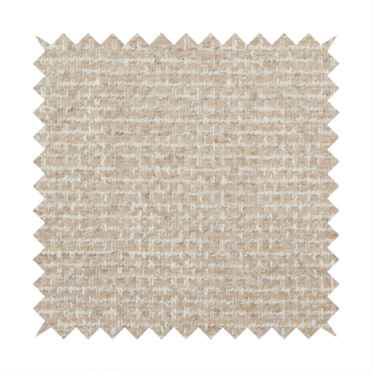 The material features a dense, multi-toned neutral weave with a warm beige and oatmeal base, intricately interlaced with horizontal flecks of crisp white threads throughout.