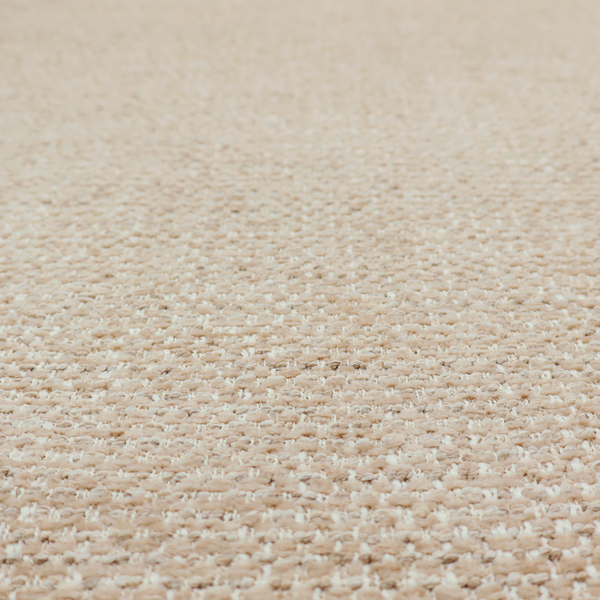 The material features a dense, multi-toned neutral weave with a warm beige and oatmeal base, intricately interlaced with horizontal flecks of crisp white threads throughout.