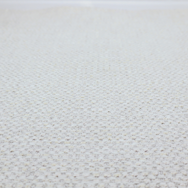 The material features a dense, multi-toned neutral weave with a pale grey and silver-toned base, intricately interlaced with horizontal flecks of soft cream and off-white threads throughout.