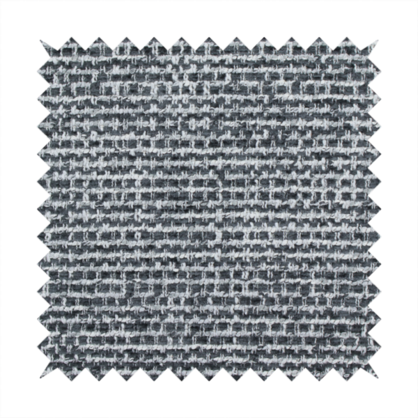 The material features a dense, multi-toned weave with a dark charcoal grey and slate base, intricately interlaced with prominent horizontal flecks of crisp white and lighter grey threads throughout.