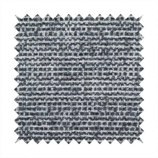 The material features a dense, multi-toned weave with a dark charcoal grey and slate base, intricately interlaced with prominent horizontal flecks of crisp white and lighter grey threads throughout.