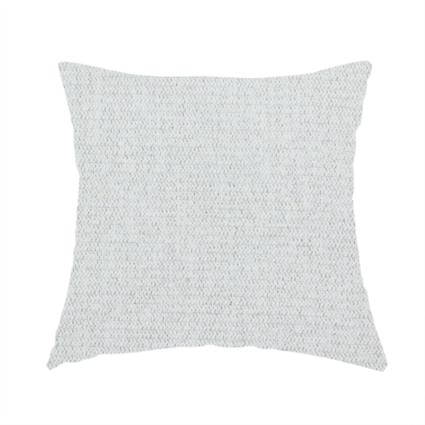 The fabric used to create this handmade cushion is a lightly textured upholstery fabric in a pale cream or light grey. The material features a fine, tight weave with faint horizontal striations and a matte finish.