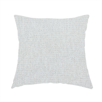 The fabric used to create this handmade cushion is a lightly textured upholstery fabric in a pale cream or light grey. The material features a fine, tight weave with faint horizontal striations and a matte finish.