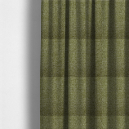 The fabric used to create these made-to-measure curtains is a rich olive green woven fabric with a fine, heathered texture.