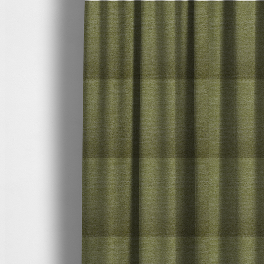 The fabric used to create these made-to-measure curtains is a rich olive green woven fabric with a fine, heathered texture.