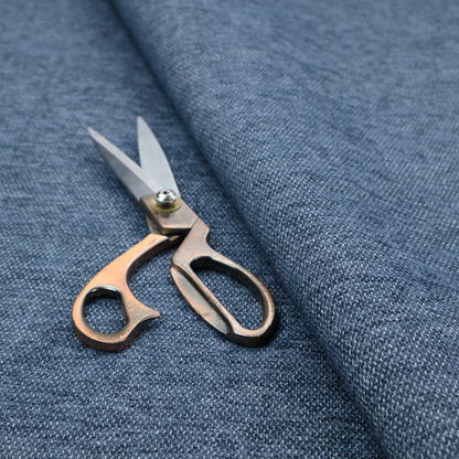 A dark denim blue woven fabric with a fine, heathered texture.