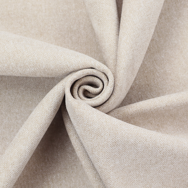 A woven upholstery fabric in a warm, light beige or sand colour, featuring a consistent, textured surface pattern.