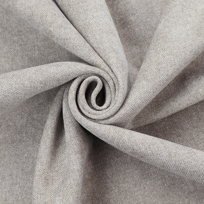 A woven upholstery fabric in a neutral, soft grey tone, featuring a consistent and textured surface pattern.