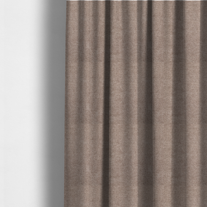 The fabric used to create these made-to-measure curtains is a fine, woven upholstery fabric in a rich, warm taupe or brown tone, featuring a consistent and textured surface pattern.