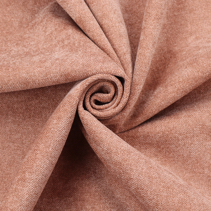 A fine, woven upholstery fabric in a warm, muted terracotta or copper tone, featuring a consistent and textured surface pattern.