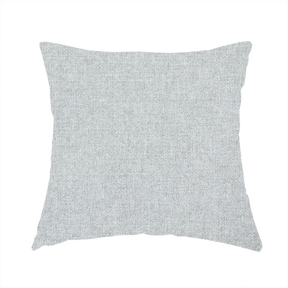 The fabric used to create this handmade cushion is a fine, woven upholstery fabric in a clean, neutral light grey or soft silver tone, featuring a consistent and textured surface pattern.