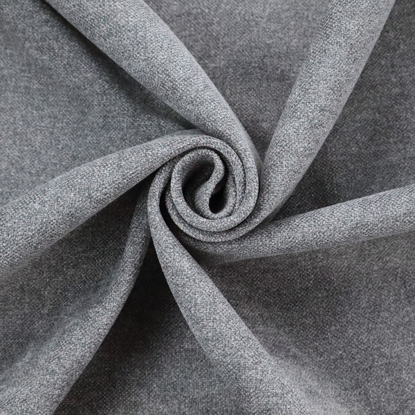 A fine, woven upholstery fabric in a deep, moody charcoal grey tone, featuring a consistent and textured surface pattern.