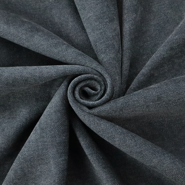 A fine, woven upholstery fabric in a dark, sophisticated slate grey or near-black tone, featuring a consistent and textured surface pattern.