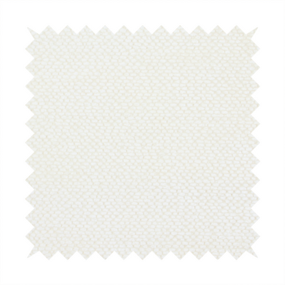 This image shows a close-up, high-resolution texture of a cream or off-white fabric. The material features a dense, uniform, boucle-style weave, characterized by small, looped, and nubby yarn fibres that create a soft, textured surface appearance.