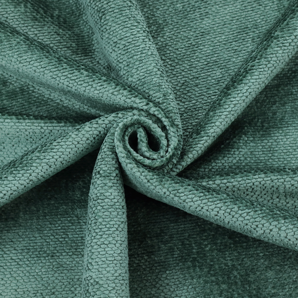 A deep, rich teal or blue-green upholstery fabric. It maintains the signature dense, uniform, boucle-style weave of the collection, composed of small, looped, and nubby yarn fibres that create a soft and tactile surface.