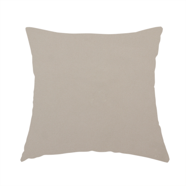 The fabric used to create this handmade cushion is a solid taupe-coloured Hallstatt faux leather fabric texture with a smooth, fine finish.