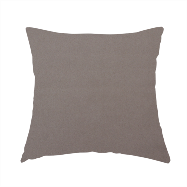 The fabric used to create this handmade cushion is a solid brown-coloured Hallstatt faux leather fabric texture with a smooth, fine finish.