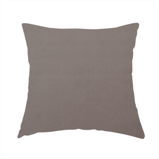 The fabric used to create this handmade cushion is a solid brown-coloured Hallstatt faux leather fabric texture with a smooth, fine finish.
