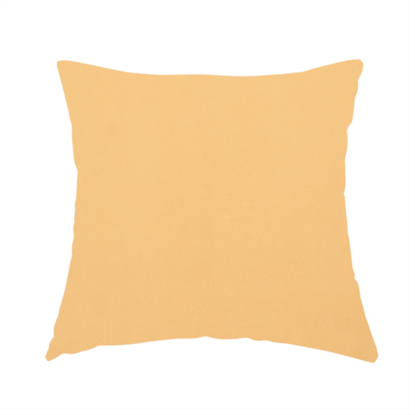 The fabric used to create this handmade cushion is a solid yellow-coloured Hallstatt faux leather fabric texture with a smooth, fine finish.