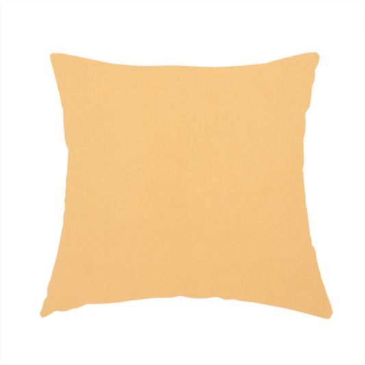The fabric used to create this handmade cushion is a solid yellow-coloured Hallstatt faux leather fabric texture with a smooth, fine finish.