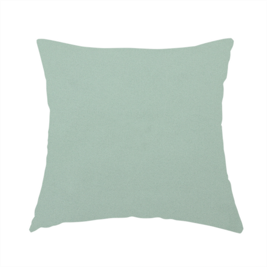The fabric used to create this handmade cushion is a solid sage green-coloured Hallstatt faux leather fabric texture with a smooth, fine finish.