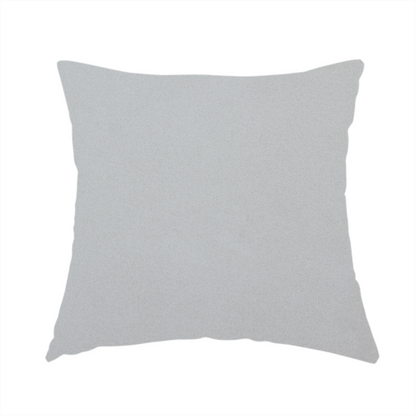 The fabric used to create this handmade cushion is a plain, solid light grey-coloured Hallstatt faux leather fabric texture with a smooth, fine finish.