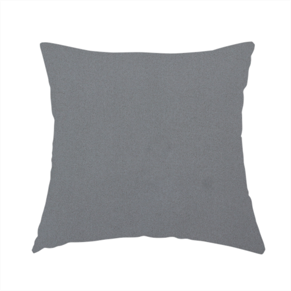 The fabric used to create this handmade cushion is a plain, solid dark grey-coloured Hallstatt faux leather fabric texture with a smooth, fine finish.