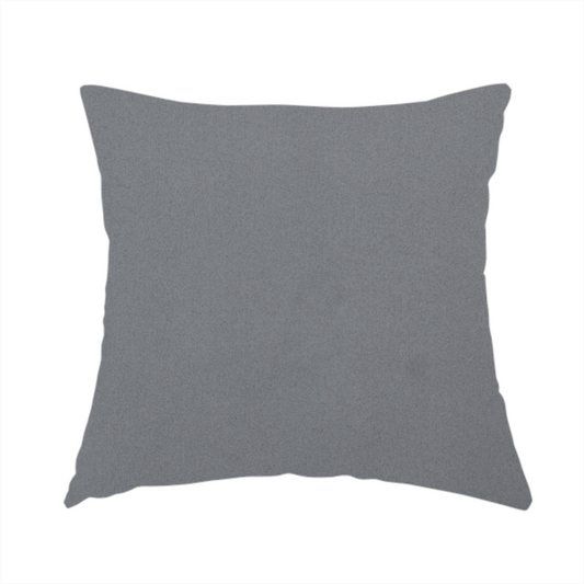 The fabric used to create this handmade cushion is a plain, solid dark grey-coloured Hallstatt faux leather fabric texture with a smooth, fine finish.