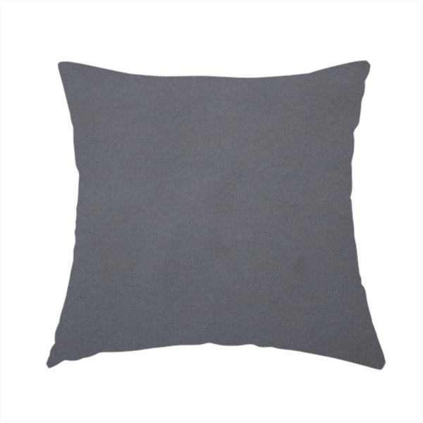 The fabric used to create this handmade cushion is a plain, solid charcoal grey-coloured Hallstatt faux leather fabric texture with a smooth, fine finish.