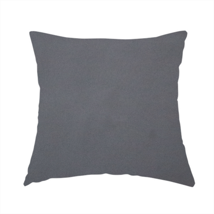 The fabric used to create this handmade cushion is a plain, solid charcoal grey-coloured Hallstatt faux leather fabric texture with a smooth, fine finish.