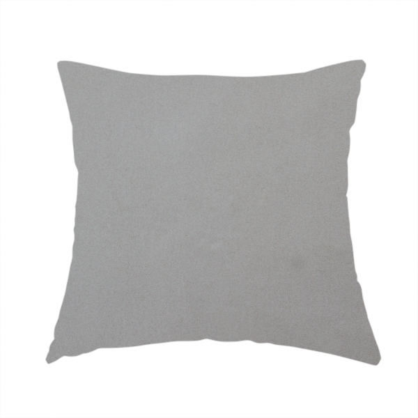 The fabric used to create this handmade cushion is a plain, solid warm grey-coloured Hallstatt faux leather fabric texture with a smooth, fine finish.