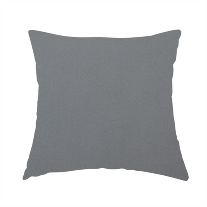 The fabric used to create this handmade cushion is a plain, solid medium grey-coloured Hallstatt faux leather fabric texture with a smooth, fine finish.