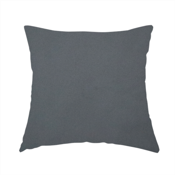 The fabric used to create this handmade cushion is a plain, solid dark charcoal grey-coloured Hallstatt faux leather fabric texture with a smooth, fine finish.