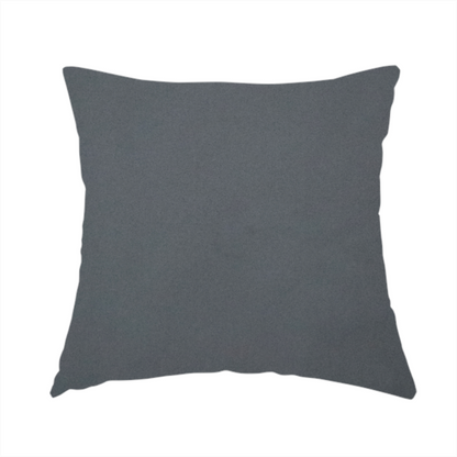 The fabric used to create this handmade cushion is a plain, solid dark charcoal grey-coloured Hallstatt faux leather fabric texture with a smooth, fine finish.