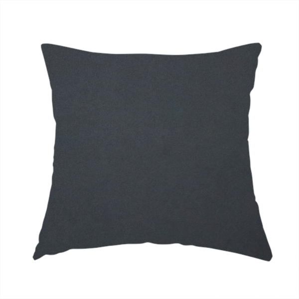 the fabric used to create this handmade cushion is a plain, solid dark slate grey-coloured Hallstatt faux leather fabric texture with a smooth, fine finish.