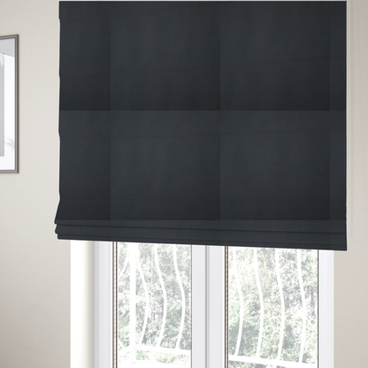 The fabric used to create these Roman blinds is a plain, solid dark slate grey-coloured Hallstatt faux leather fabric texture with a smooth, fine finish.