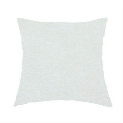 The fabric used to create this handmade cushion is a solid light off-white or cream-coloured woven textile with a fine, subtle textured weave.