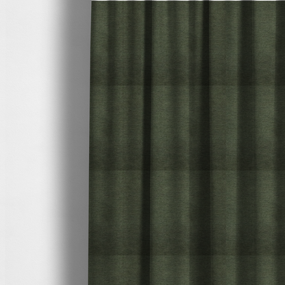 The fabric used to create these made-to-measure curtains is a solid dark green woven fabric swatch with a fine, subtle texture.