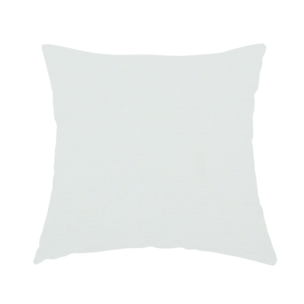 The fabric used to create this handmade cushion is a light grey or off-white fabric with a tight, fine weave texture.