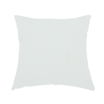 The fabric used to create this handmade cushion is a light grey or off-white fabric with a tight, fine weave texture.