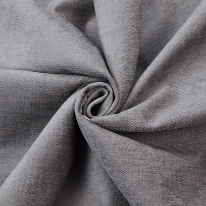 A textured, medium grey woven upholstery fabric.