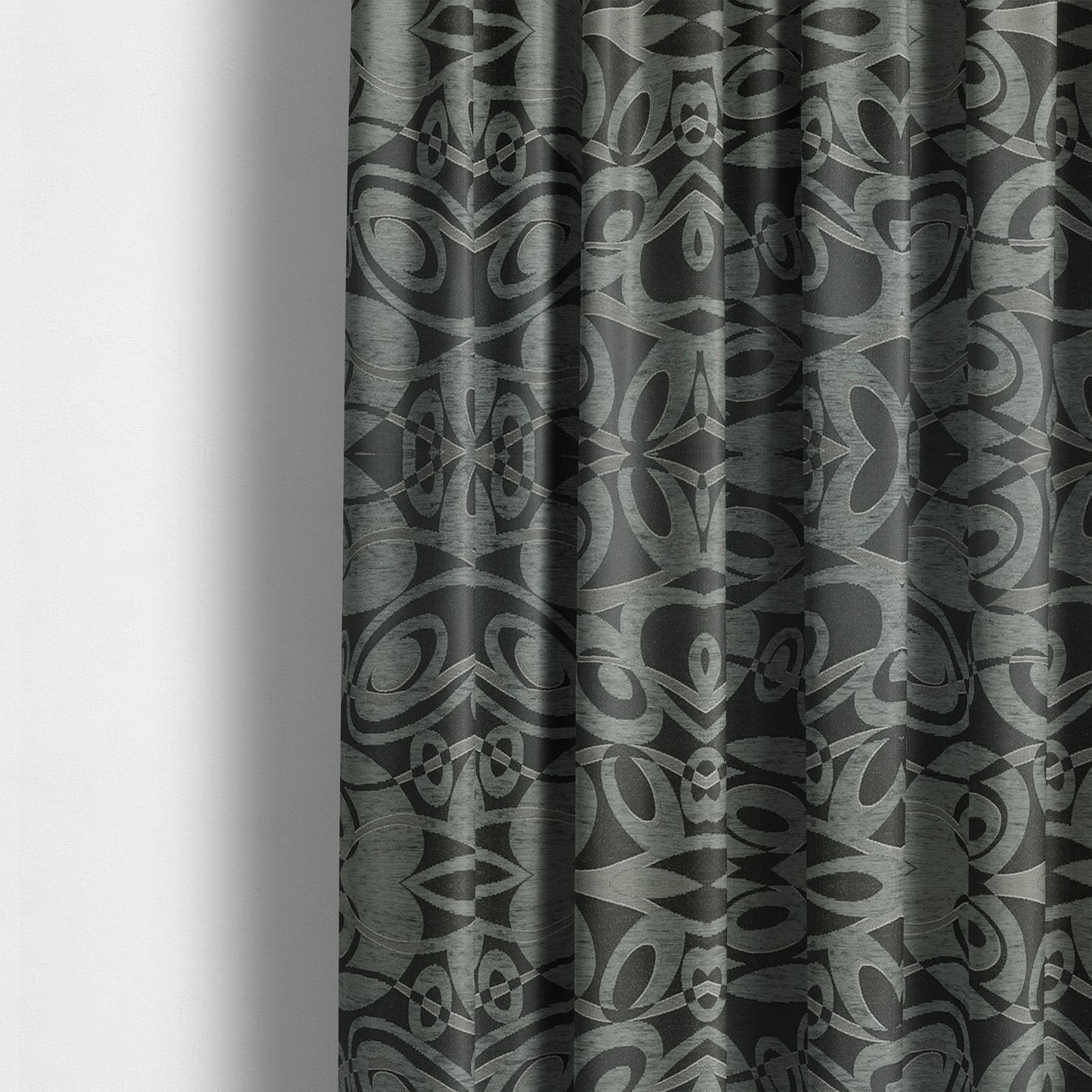 Japura Collection Of Shiny Swirl Pattern Weaves In Grey Silver Chenille Colour Upholstery Fabric CTR-376 - Made To Measure Curtains