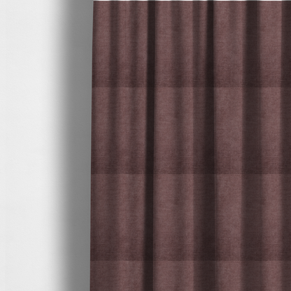The fabric used to create these made-to-measure curtains is a textured, dusty mauve or muted purple woven upholstery fabric.
