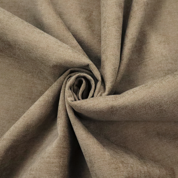 A textured, warm khaki or golden beige woven upholstery fabric.