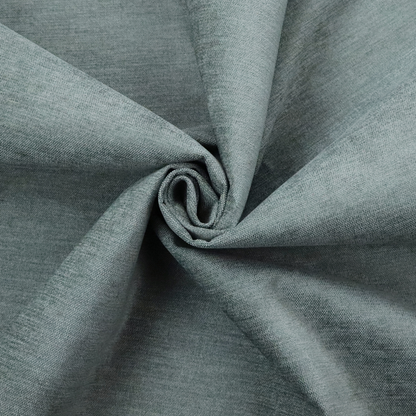 A textured, grey-blue or muted teal woven upholstery fabric.