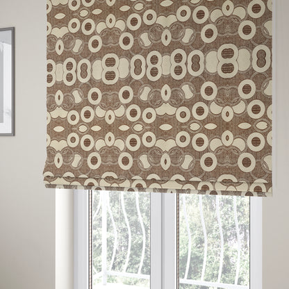 Solitaire Collection Soft Chenille Circular Pattern Brown Colour Upholstery Fabric CTR-389 - Roman Blinds