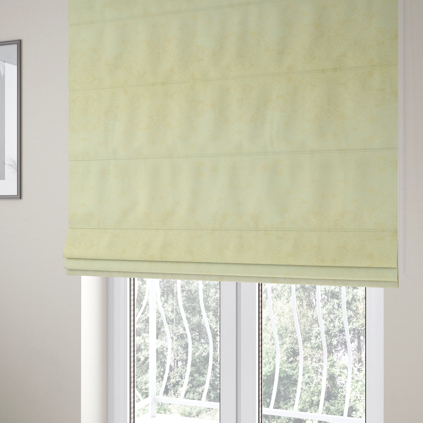 Mica Designer Fabrics Semi Plain Abstract Pattern Chenille Upholstery Fabric In Cream Colour CTR-390 - Roman Blinds