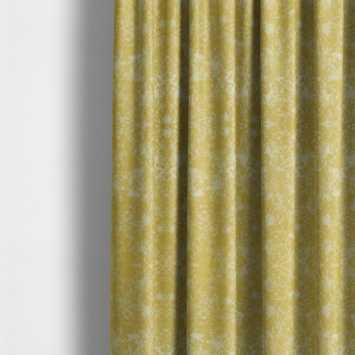 Mica Designer Fabrics Semi Plain Abstract Pattern Chenille Upholstery Fabric In Yellow Colour CTR-392 - Made To Measure Curtains